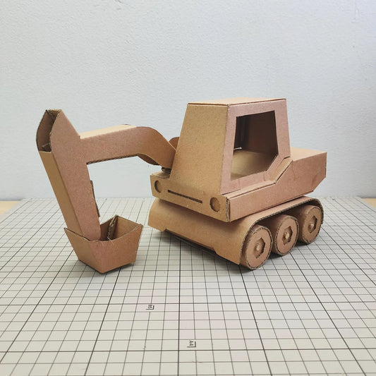 Excavator Cardboard Kit: Construction Crew